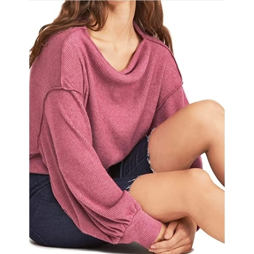 Free People We The Free South Side Thermal Top Size Medium Boho Oversized Ribbed
